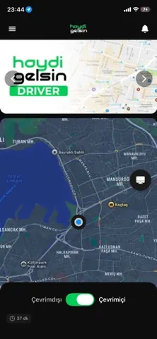 Haydi Gelsin sürücü uygulaması harita ekranı